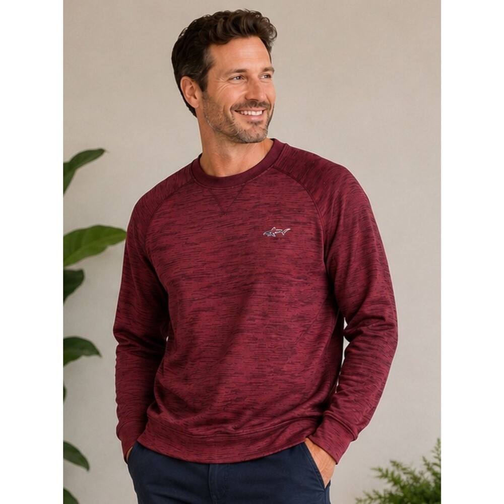 Greg Norman Sweatshirt Men’s Large Burgundy Space Dye Pullover Golf Athleisure